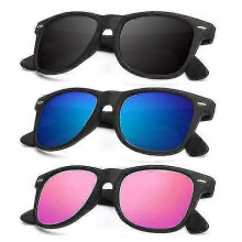 (Normal, COLOR 15) Polarized Sunglasses For Men And Women Matte Finish Sun Glasses Color Mirror Lens 100% Uv Blocking (3 Pack)