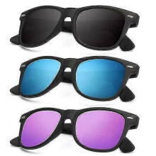 (Normal, COLOR 11) Polarized Sunglasses For Men And Women Matte Finish Sun Glasses Color Mirror Lens 100% Uv Blocking (3 Pack)