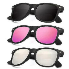(Normal, COLOR 21) Polarized Sunglasses For Men And Women Matte Finish Sun Glasses Color Mirror Lens 100% Uv Blocking (3 Pack)