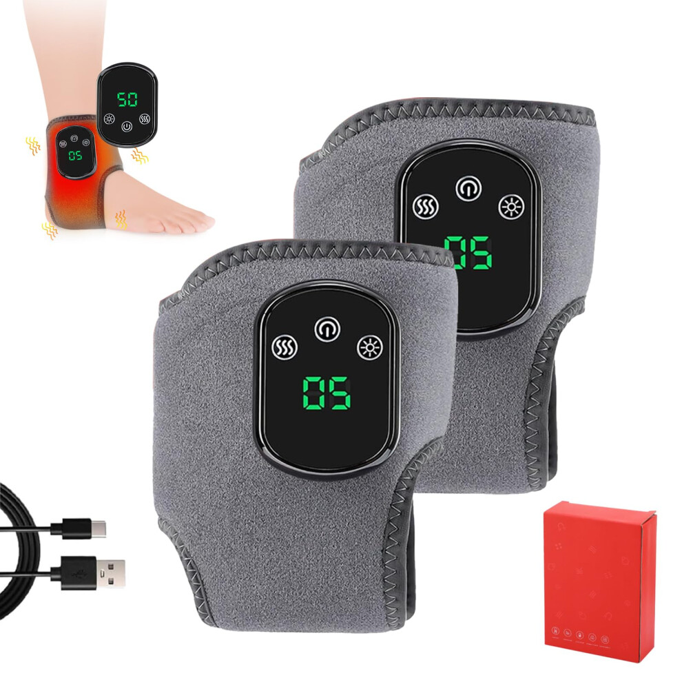 Foot Massager with Heat, 3 Modes, 5 Heat Levels, Wireless Rechargeable for Home Office Travel, 2PCS