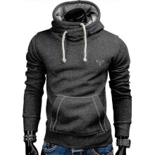 (S, Dark Gray) Men Long Sleeve Hoodie Cowl Neck Pullover Sweatshirt Slim Fit Jumper