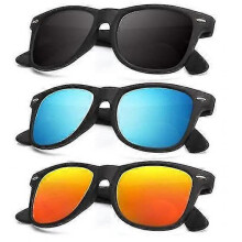 (Normal, COLOR 9) Polarized Sunglasses For Men And Women Matte Finish Sun Glasses Color Mirror Lens 100% Uv Blocking (3 Pack)