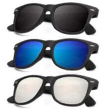 (Normal, COLOR 17) Polarized Sunglasses For Men And Women Matte Finish Sun Glasses Color Mirror Lens 100% Uv Blocking (3 Pack)