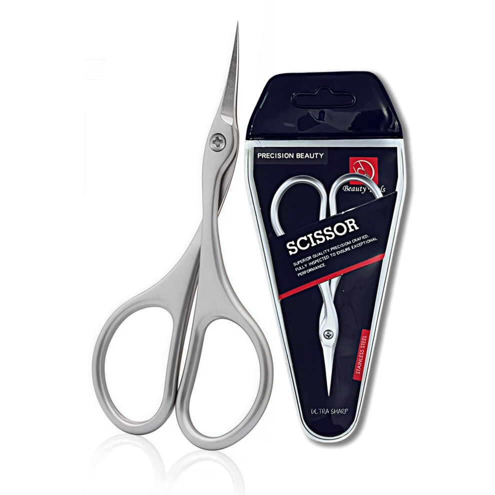 Cuticle Scissors and Nail Scissors with Precision Curved Blade, Stainless Steel Manicure Tool for Cuticles and Eyebrows