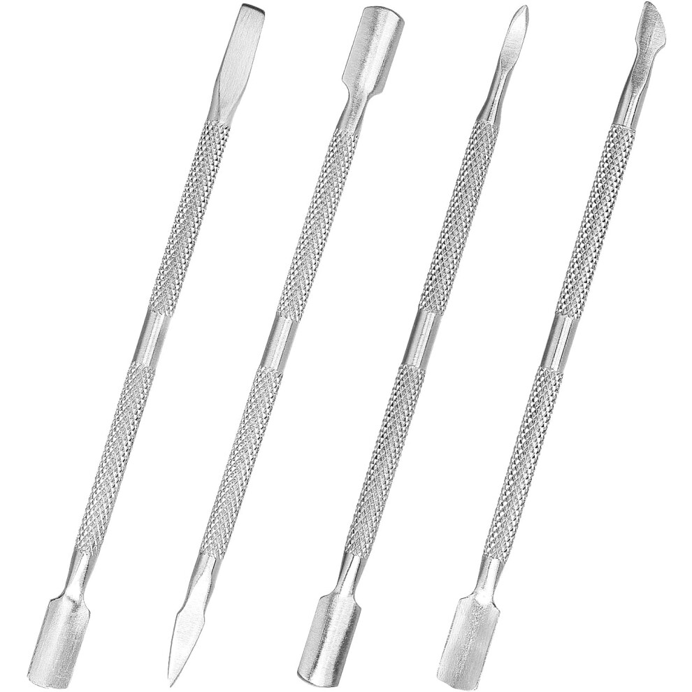 4pcs Stainless Steel Cuticle Pusher Set with DoubleHead Design and Nail Cuticle Remover for Fingernails and Toenails