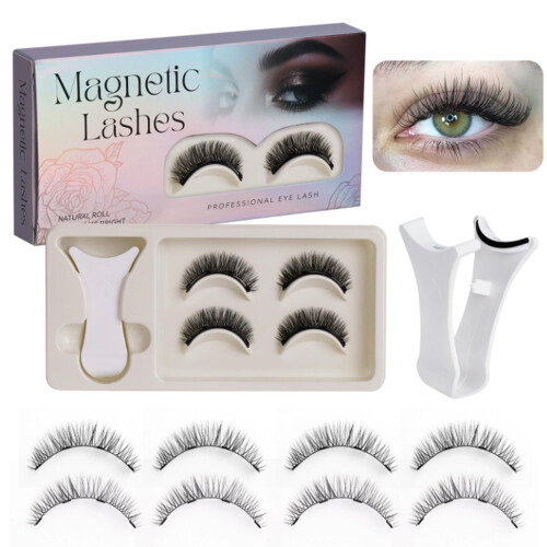 Magnetic Eyelashes with Applicator No Glue Natural Wispy Reusable False Lashes Kit A2