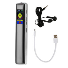 Gravador digital ativado por voz com cancelamento de ruído inteligente, transcrição offline STT, memória expansível e tela sensível ao toque