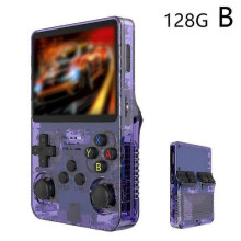 (Purple Translucent 128G) R36s handheld game console portable retro arcade game nostalgic 3D