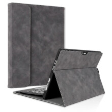 (Grey) New 2024 For Microsoft Surface Pro 9 Pu Leather Keyboard Case Adjustable Stand Anti-drop Tablet Cover