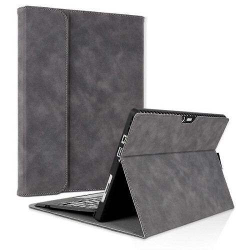 (Grey) New 2024 For Microsoft Surface Pro 9 Pu Leather Keyboard Case Adjustable Stand Anti-drop Tablet Cover
