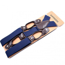 (Navy Blue) Men Suspender With 6 Button Closure Non-slip Design Adjustable Elastic Keep Your Pants Up Men Y-shaped Heavy Duty Suspender Dad Gift