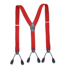 (Red) Men Suspender With 6 Button Closure Non-slip Design Adjustable Elastic Keep Your Pants Up Men Y-shaped Heavy Duty Suspender Dad Gift