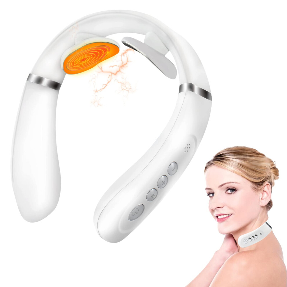 TENS Neck Massager with Heat for Deep Muscle Relief, 6 Modes 16 Levels, Cordless Pain Therapy