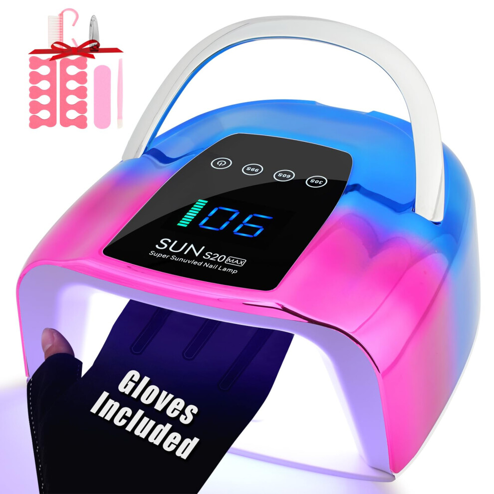 UV LED Nail Lamp 128W Cordless Rechargeable Nail Dryer with Timer and LCD Display for Salon and Home