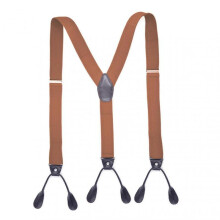(Brown) Men Suspender With 6 Button Closure Non-slip Design Adjustable Elastic Keep Your Pants Up Men Y-shaped Heavy Duty Suspender Dad Gift