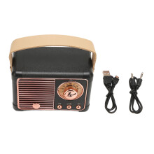 Draagbare speaker met vintage look, Bluetooth-technologie, handsfree bellen en basversterking. Compacte draadloze speaker voor muziekliefhebbers.