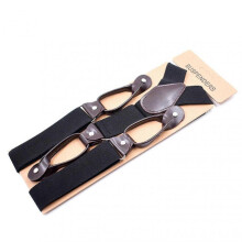 (Black) Men Suspender With 6 Button Closure Non-slip Design Adjustable Elastic Keep Your Pants Up Men Y-shaped Heavy Duty Suspender Dad Gift