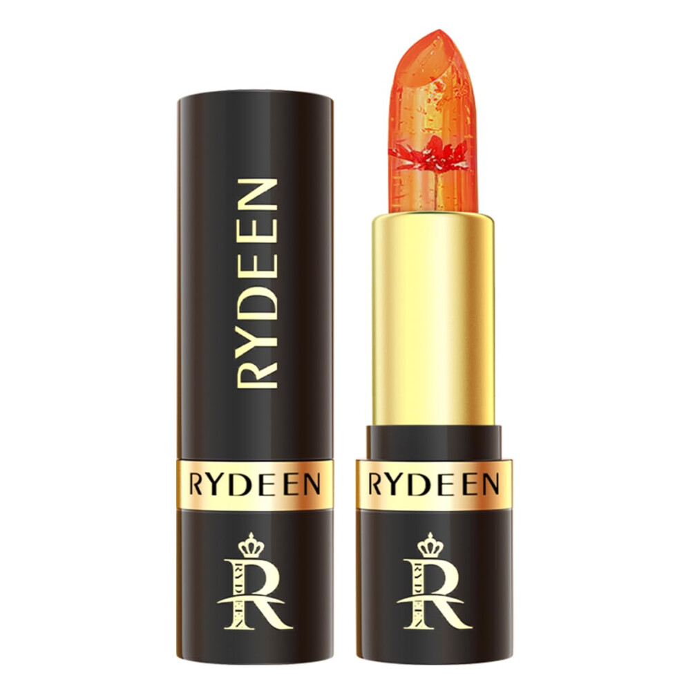 Color Changing Lipstick with Long Lasting Moisture, Temperature Sensitive Jelly Flower, Red