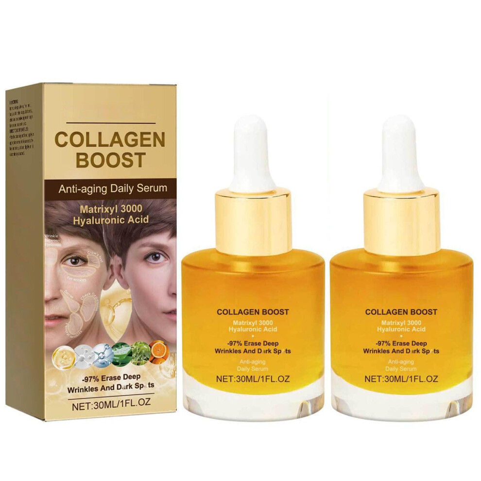 Collagen Serum 2Pcs Anti Aging Peptide with Hyaluronic Acid for Wrinkle Reduction and Firm Hydration