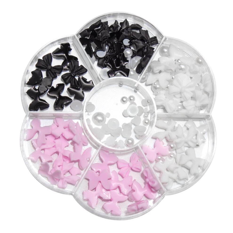 Nail Charms 3D Bow and Rhinestones Colorful Gems Set for Manicure Nail Art Mixcolor 2