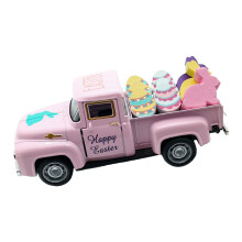 Retro Paaskonijnbeeldje op Retro Automodel Legering Houten-Roze