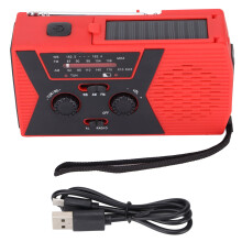 Noodweerradio met handslinger, draagbare NOAA-weerradio op 2000mAh-batterij, LED-zaklamp en leeslampje, SOS-alarm, AM/FM-kortegolfradio