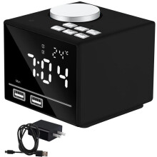 Sveglia digitale con altoparlante Bluetooth, batteria di riserva, livelli di luminosità regolabili, doppia sveglia, porte di ricarica USB,