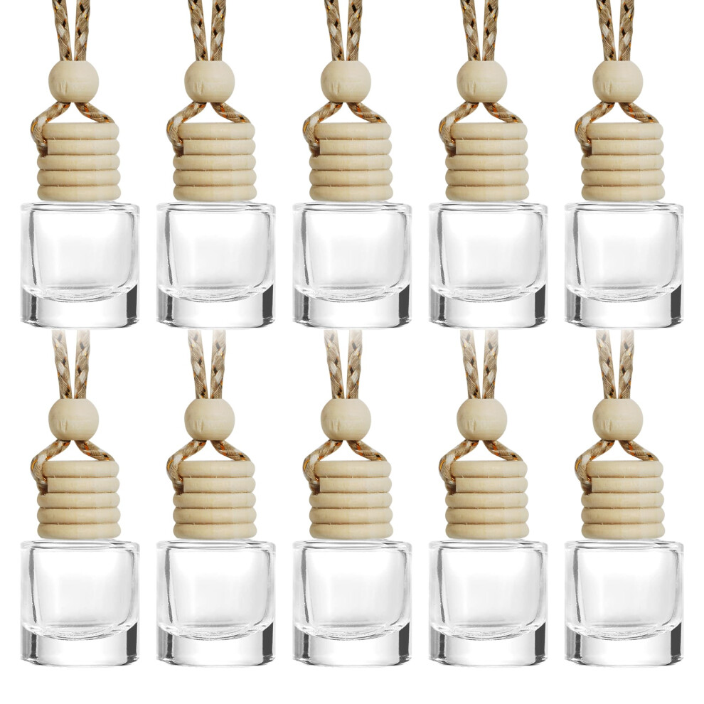 Car Hanging Air Freshener Refillable Glass Perfume Diffuser Bottle With Wooden Cap 10Pcs 9426802853513