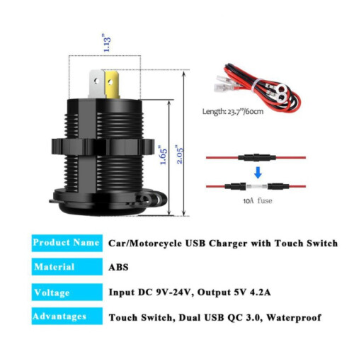 Πρίζα USB 12V για σκάφος, γρήγορη φόρτιση 3.0 Αδιάβροχη υποδοχή φορτιστή διπλής θύρας 2