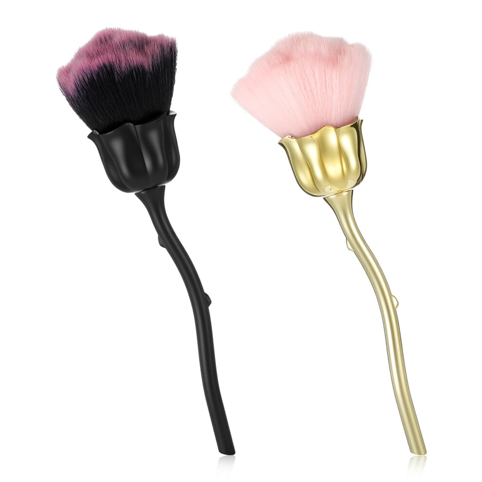Nail Dust Brush with Ultra Soft Bristles, Rose Shape Manicure Powder Remover for Salon and Home