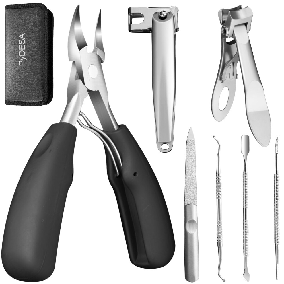Heavy Duty Stainless Steel Nail Clippers for Thick Toenails with Wide Jaw and Nail File