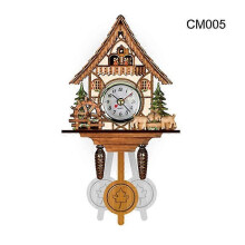 (E) Cuckoo Clock Wall Clock Handicraft Vintage Wooden Cuckoo Tree House Clock For Bedroom Living Room School Office
