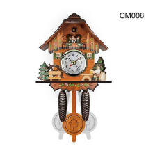 (F) Cuckoo Clock Wall Clock Handicraft Vintage Wooden Cuckoo Tree House Clock For Bedroom Living Room School Office
