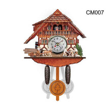 (G) Cuckoo Clock Wall Clock Handicraft Vintage Wooden Cuckoo Tree House Clock For Bedroom Living Room School Office