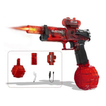 (Red) Large Capacity Electric Water Guns with Realistic Muzzle Flame Perfect For Outdoor Water Activity And Poolside Play  Red