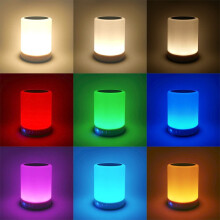 Lampada da comodino con altoparlante Bluetooth Smart Touch, modalità di luce colorate per adolescenti, lampada da tavolo portatile con batteria