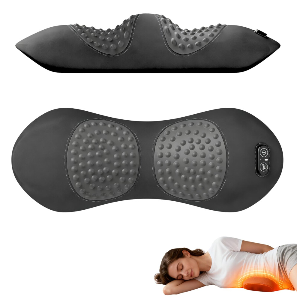 Lumbar Support Pillow with Heat, Vibration Massage and Traction for Back Pain Relief