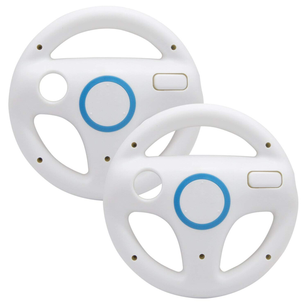 Steering Wheel 2 Pack Compatible With Mario Kart For Nintendo Wii, Ergonomic Design For Responsive Control White 9426802855098