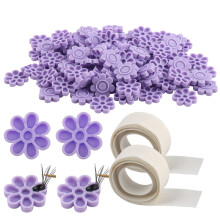 202pcs Lash Extension Glue Holder Kit with 200 Disposable Lash Ring Cups and Purple Pallet Pads