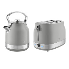 Swan Retro Kitchen Set, 1.7L Rapid Boil Traditional Kettle and 2 Slice Toaster, Non-Slip Feet, Grey, SK14631GRY & ST19028GRY, EEJB351