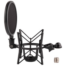 Microphone Shock Mount with DualLayer Pop Filter for Rode NT1A NTK Podcaster Noise Isolation