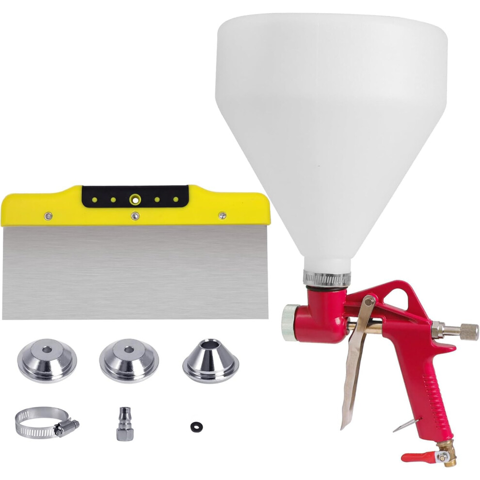 Drywall Texture Sprayer And Air Hopper Spray Gun 1.5 Gallon With 3 Nozzles, Putty Scraper, Red 9001264024680