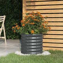 (anthracite) vidaXL Garden Planter Flower Pot Planter Pot Powder-coated Steel Raised Bed