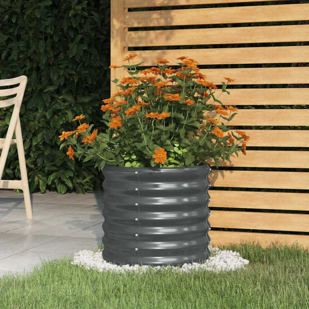 Vidaxl (Anthracite) Garden Planter Flower Pot Planter Pot Powder-Coated Steel Raised Bed