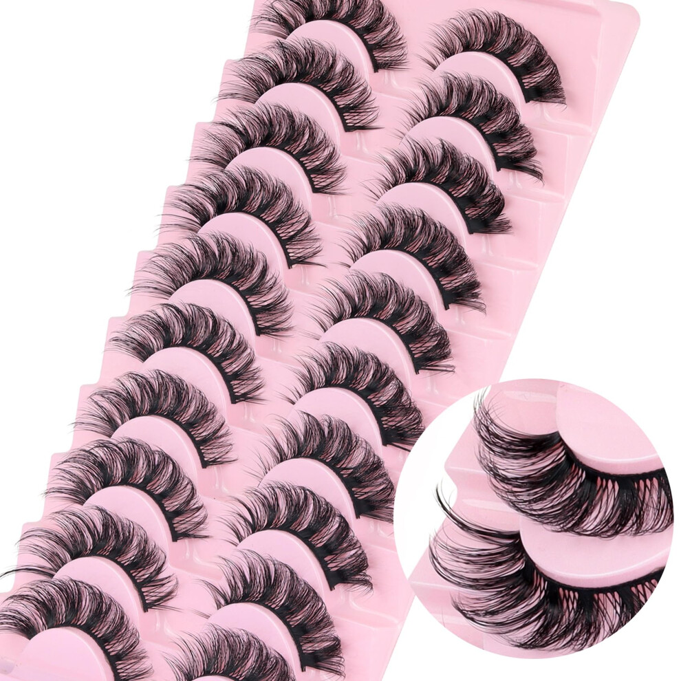 Russian Strip Lashes D Curl False Eyelashes Fluffy Wispy Vegan Faux Mink 10 Pairs D07 Ref: 6547