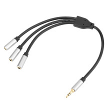 3,5 mm lydforlengelseskabel for oppsett av flere enheter, gullbelagte kontakter 1 inngang 3 utganger Plug and Play-lydsplitterkabel med TRS 3-polet