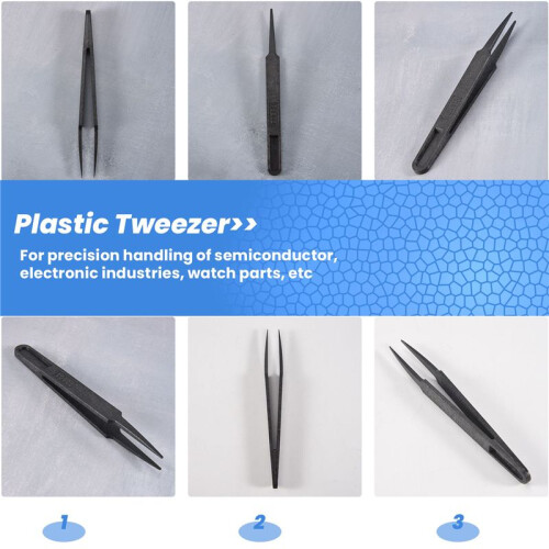 Black Plastic Anti-static Tweezers Repair Tool 1