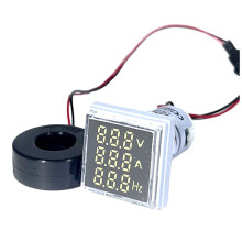 LED Digital Voltmeter Ammeter Hertz Meter AC6-500V Signal Lights Voltage Current Frequency Meter Indicator Tester White