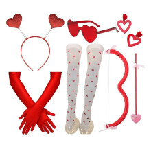 Cupid Costume Women Kit with Bow&Arrow, Earrings , Gloves,Heart Headband, Sunglasses, and Stockings B