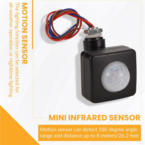 220V Mini Human Body Infrared Sensor Infrared Body Sensor Switch LED Flood Light PIR Motion Sensor Adjustable Black 1